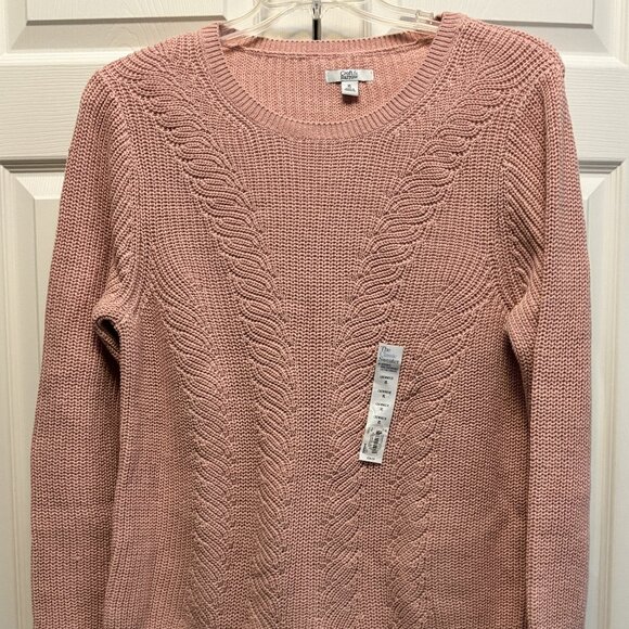 NWT Women's Croft and Barrow XL Pink Crew Neck Sweater. - Picture 1 of 3